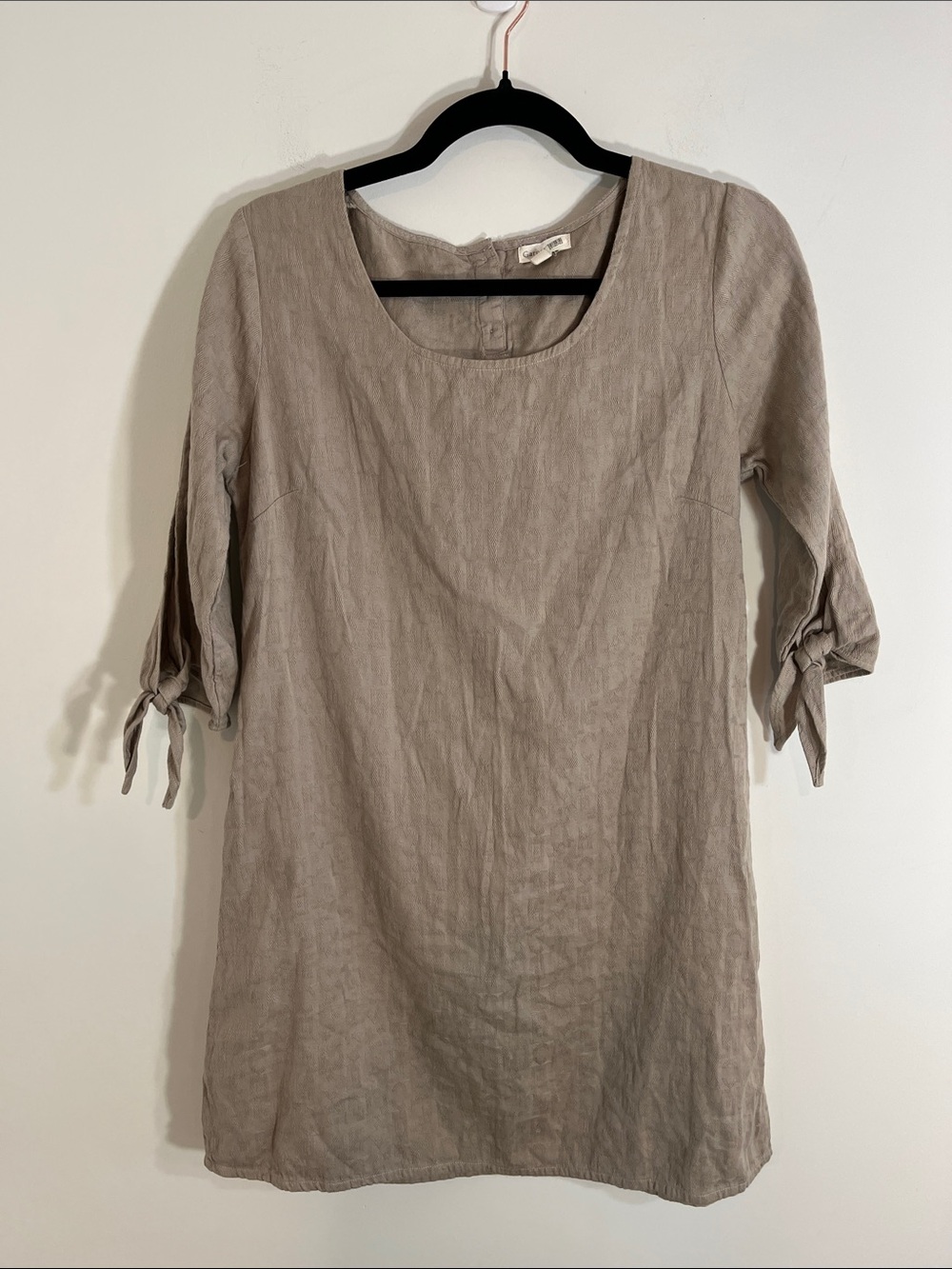 Garnet Hill Garnet Hill tan Shift Dress Textured Organic Cotton 4